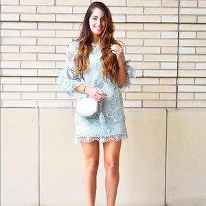 Light mint green crochet quarter sleeve dress